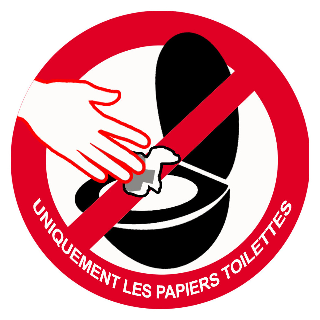 ne rien jeter hors papier toilettes dans les WC - 5cm - Sticker/autocollant