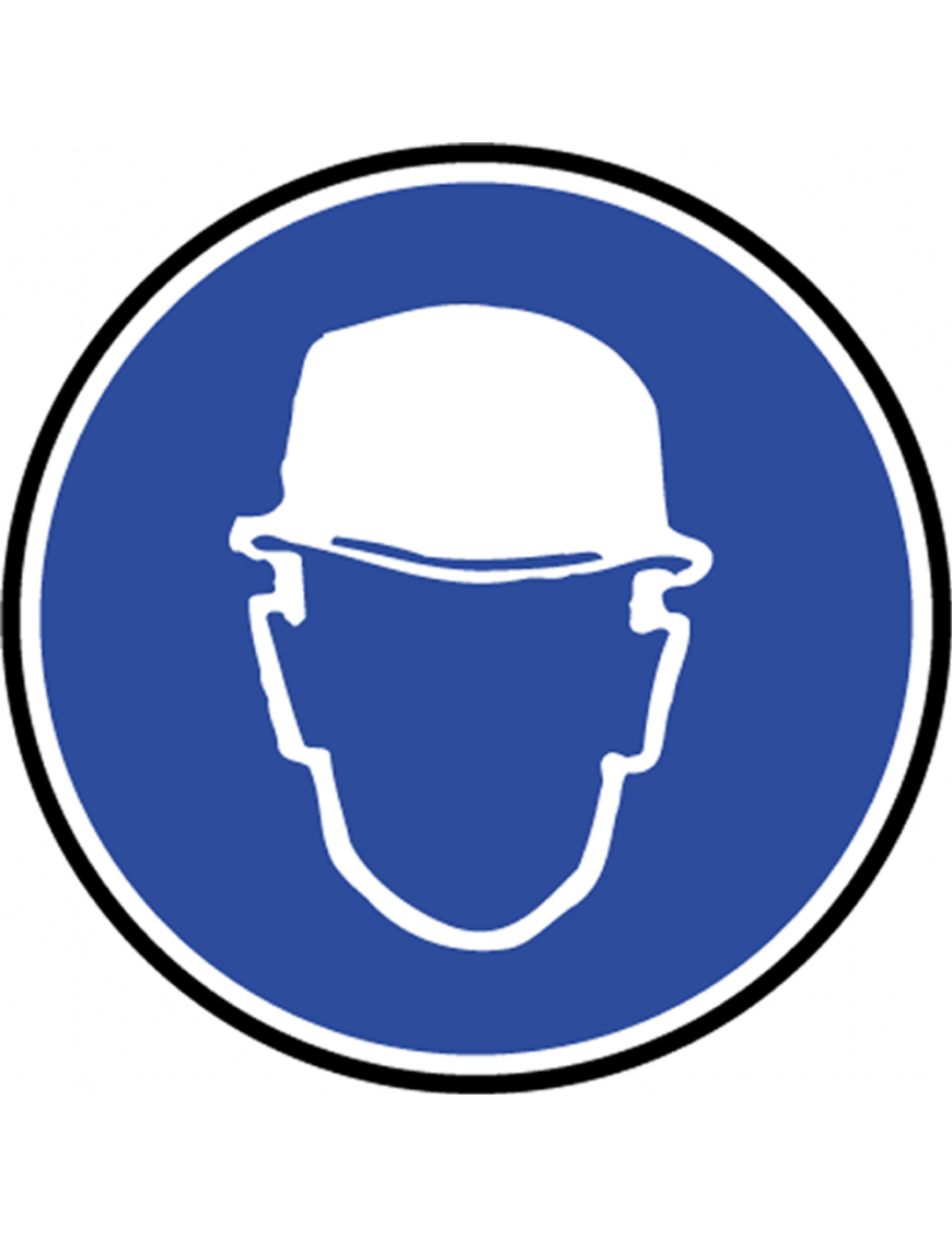 Protection tête obligatoire - 20cm - Sticker/autocollant Protection tête obligatoire - 20cm - Sticker/autocollant