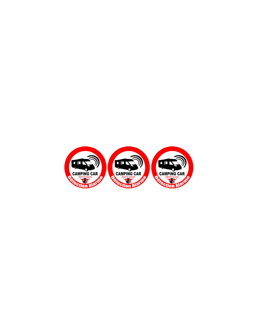 Alarme pour camping car - 3fois 5cm - Sticker/autocollant Alarme pour camping car - 3fois 5cm - Sticker/autocollant