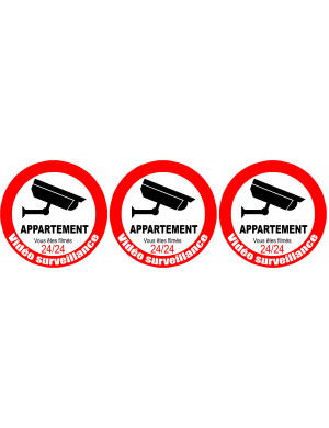 vidéo surveillance appartement - 3fois 5cm - Sticker/autocollant