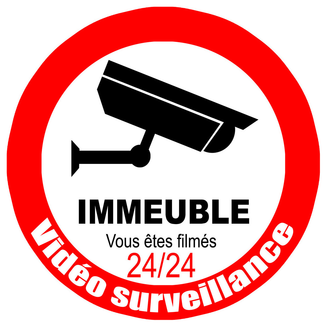 vidéo surveillance Immeuble - 15cm - Sticker/autocollant