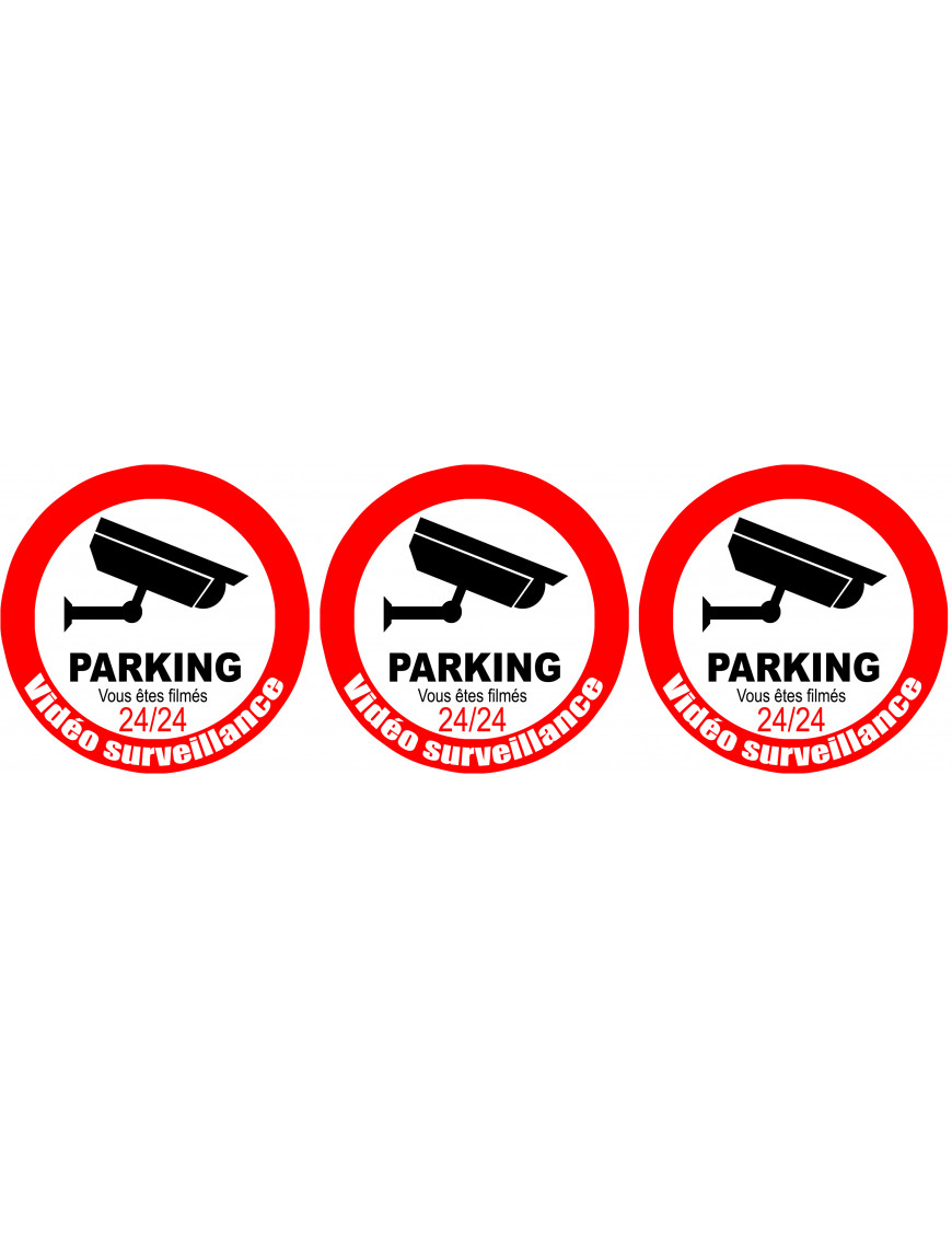 vidéo surveillance Parking - 3fois 5cm - Sticker/autocollant
