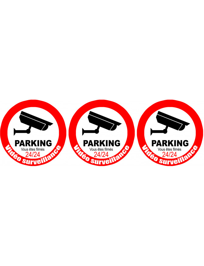 vidéo surveillance Parking - 3fois 5cm - Sticker/autocollant