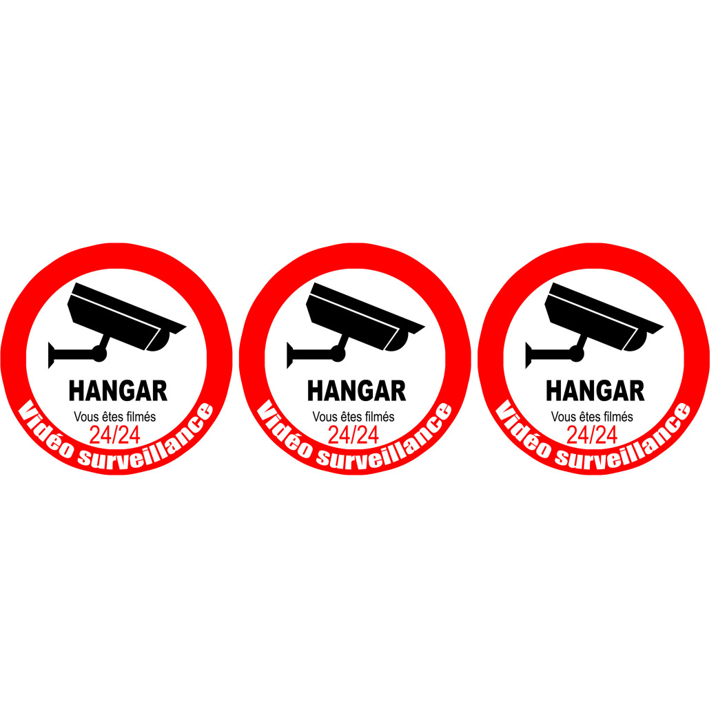 vidéo surveillance HANGAR - 3fois 5cm - Sticker/autocollant
