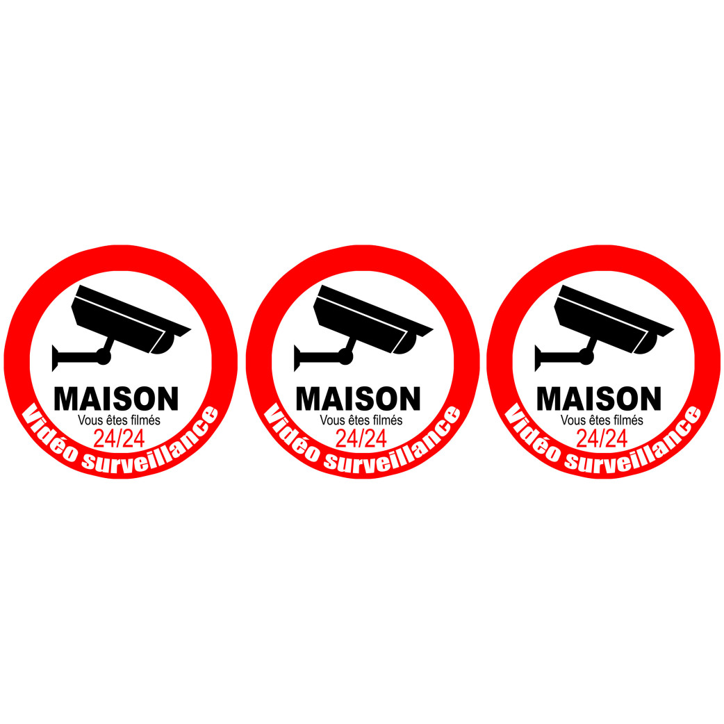 vidéo surveillance Maison - 3fois 5cm - Sticker/autocollant