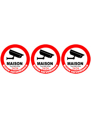 vidéo surveillance Maison - 3fois 5cm - Sticker/autocollant