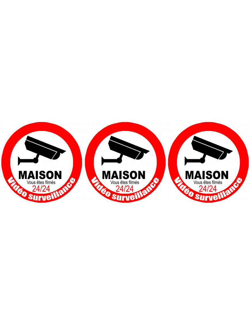 vidéo surveillance Maison - 3fois 5cm - Sticker/autocollant