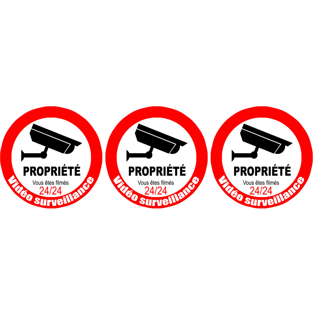 vidéo surveillance Propriété - 3fois 5cm - Sticker/autocollant