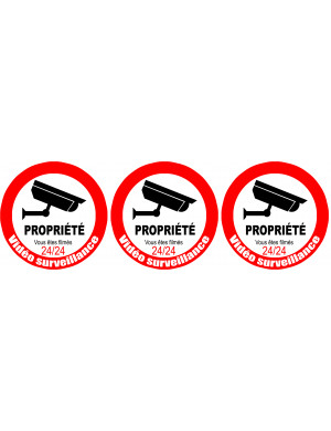 vidéo surveillance Propriété - 3fois 5cm - Sticker/autocollant