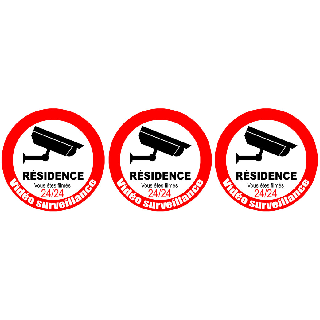vidéo surveillance Résidence - 3fois 5cm - Sticker/autocollant