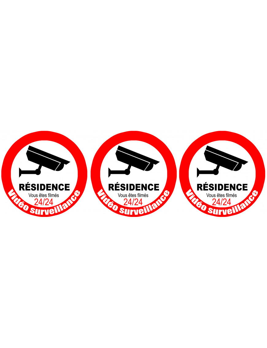 vidéo surveillance Résidence - 3fois 5cm - Sticker/autocollant