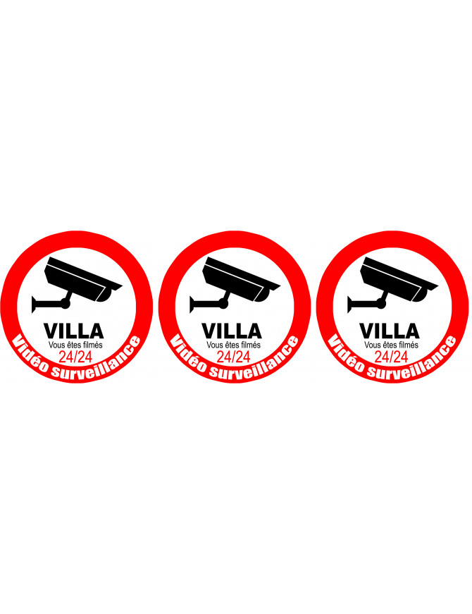 vidéo sécurité Villa - 3fois 5cm - Sticker/autocollant