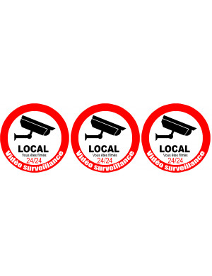 vidéo surveillance local - 3x5cm - Sticker/autocollant