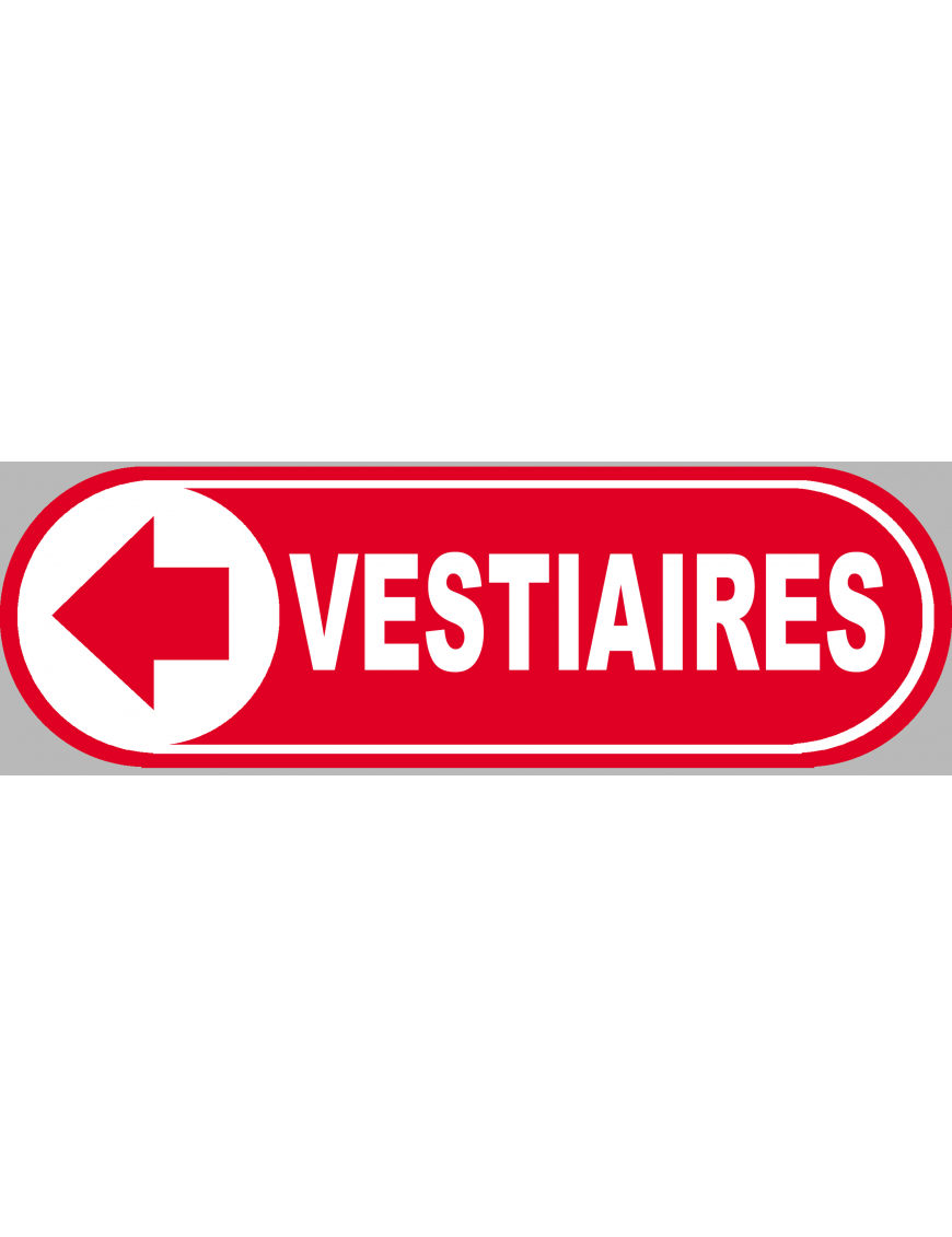 Vestiaires rouge flèche gauche - 20x6.6cm - Sticker/autocollant Vestiaires rouge flèche gauche - 20x6.6cm - Sticker/autocollant