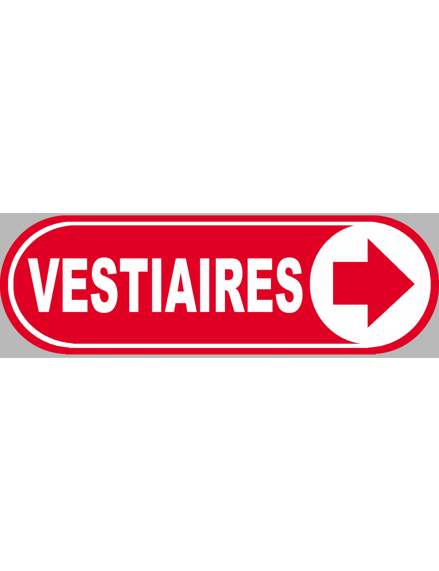 Vestiaires rouge flèche droite - 20x6.6cm - Sticker/autocollant Vestiaires rouge flèche droite - 20x6.6cm - Sticker/autocollant