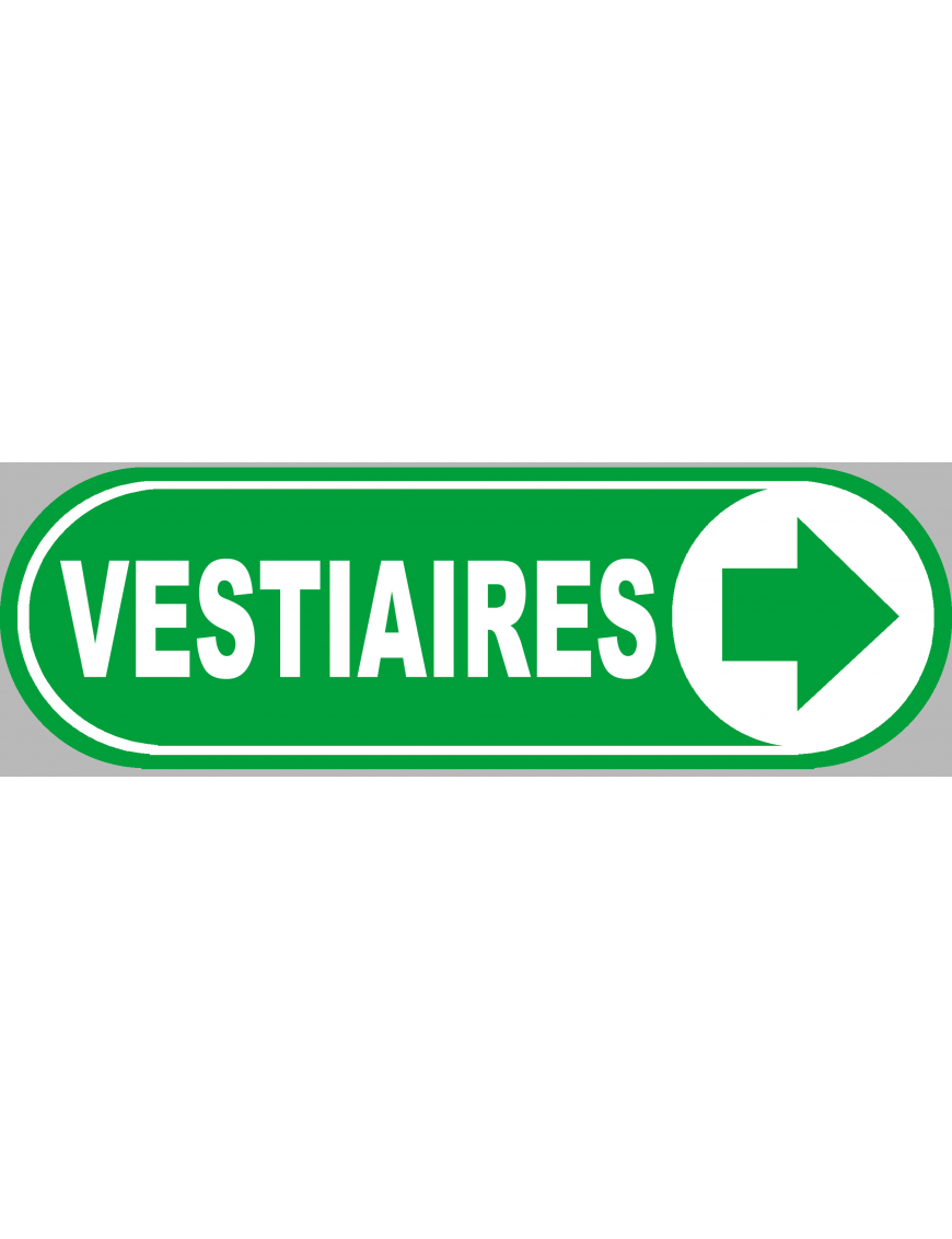 Vestiaires vert flèche droite - 20x6.6cm - Sticker/autocollant Vestiaires vert flèche droite - 20x6.6cm - Sticker/autocollant