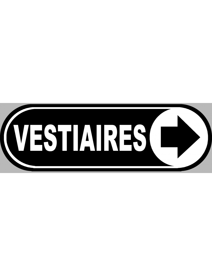Vestiaires noir flèche droite - 28x9 cm - Sticker/autocollant Vestiaires noir flèche droite - 28x9 cm - Sticker/autocollant