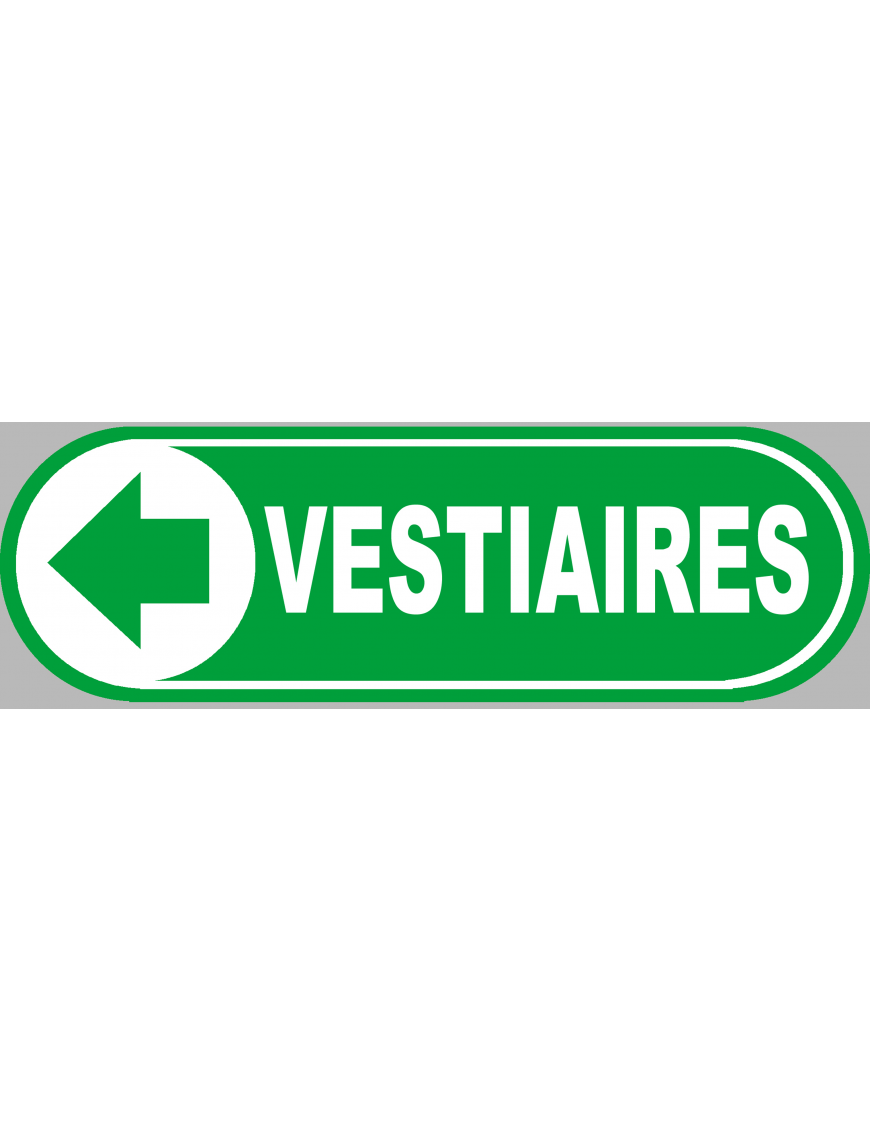 Vestiaires vert flèche gauche - 28x9 cm - Sticker/autocollant Vestiaires vert flèche gauche - 28x9 cm - Sticker/autocollant