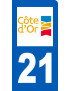 immatriculation motard 21 Côte d'Or (6x3cm) - Sticker/autocollant