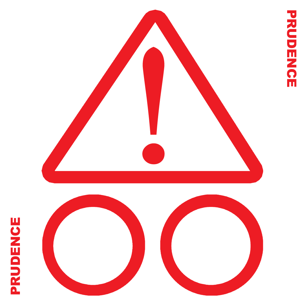 Balise VTT prudence (15x15cm) - Sticker / autocollant