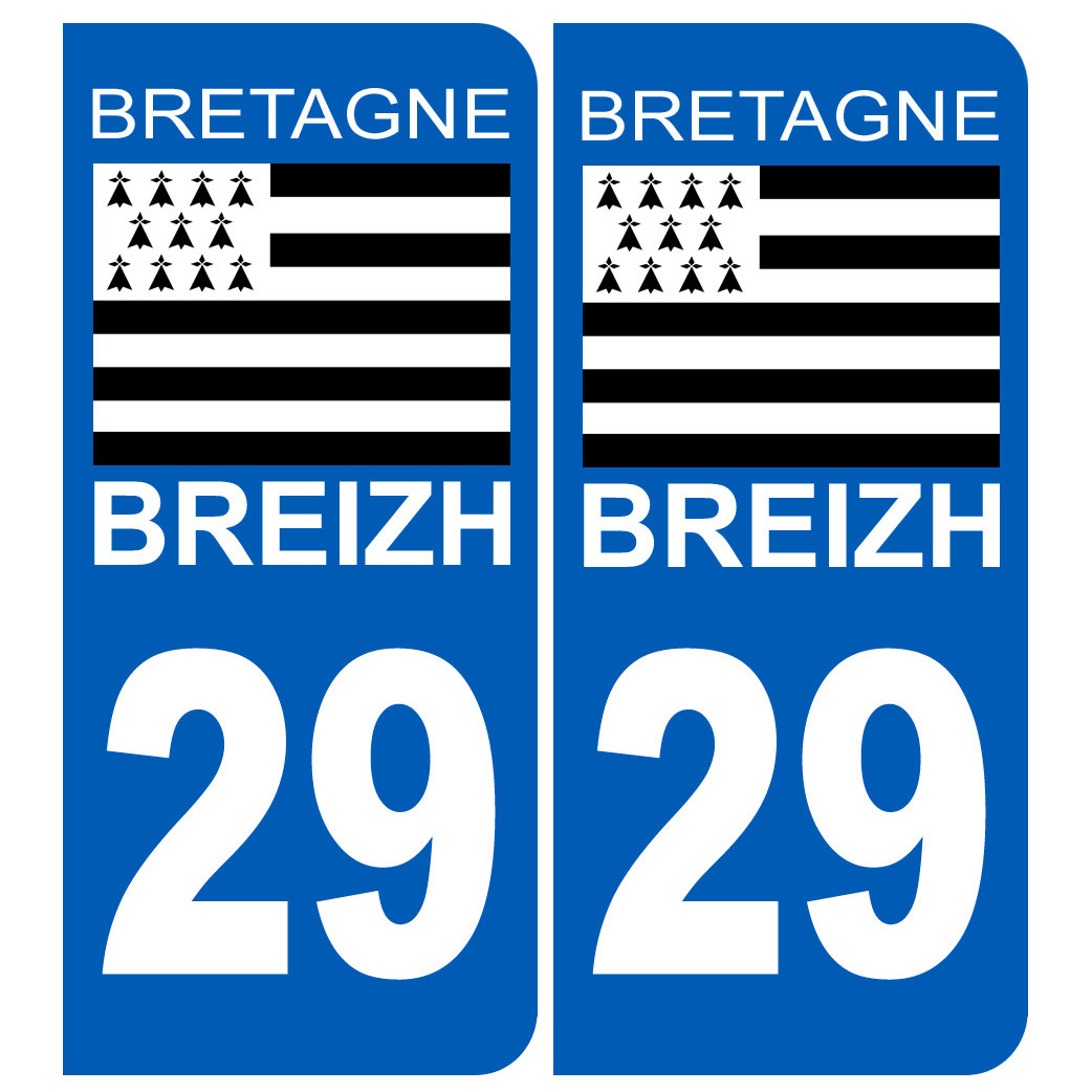 immatriculation 29 drapeau Breton - Sticker/autocollant