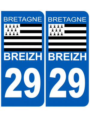 immatriculation 29 drapeau Breton - Sticker/autocollant