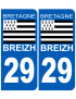 immatriculation 29 drapeau Breton - Sticker/autocollant