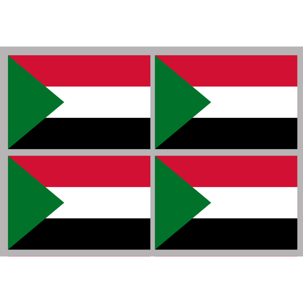 Drapeau Soudan (4 stickers - 9.5 x 6.3 cm) - Sticker/autocollant