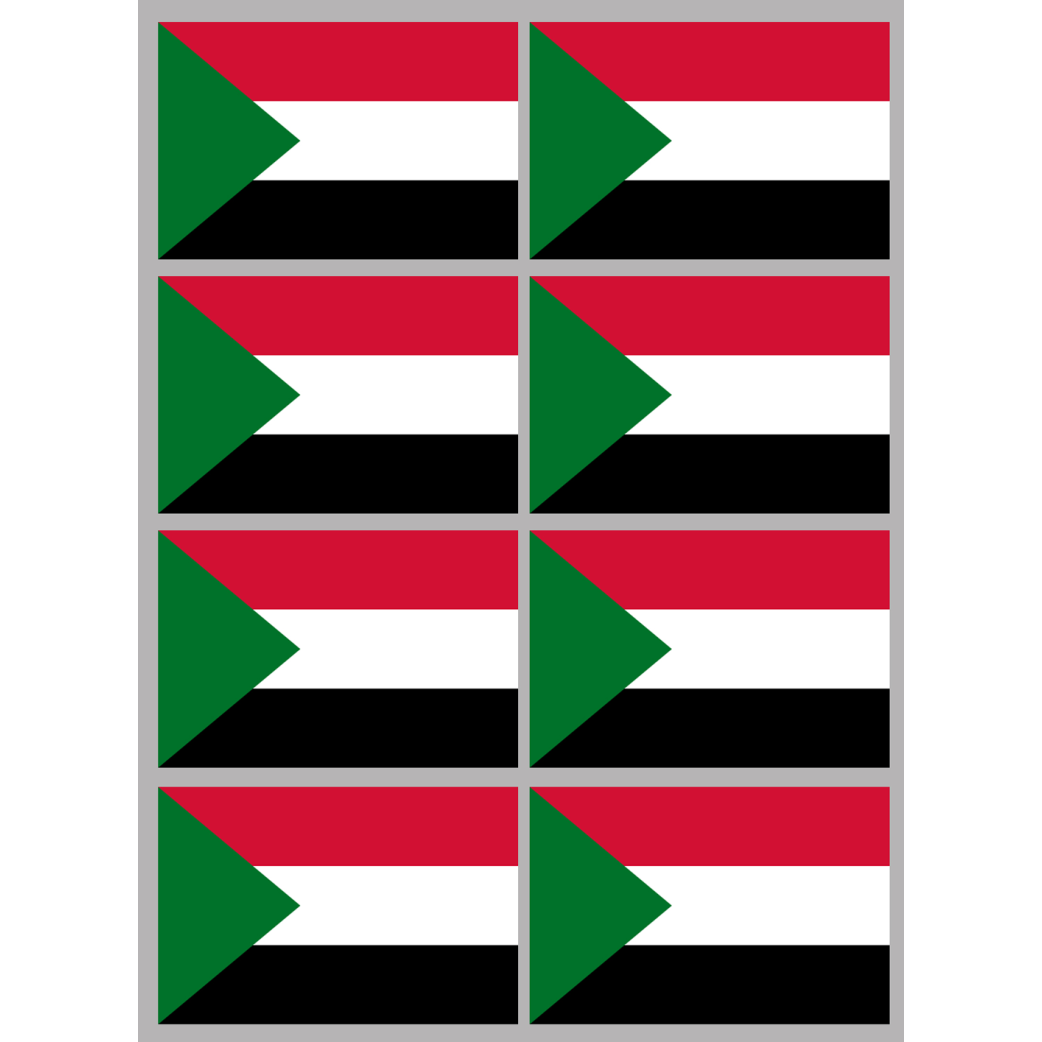 Drapeau Soudan (8 stickers - 9.5 x 6.3 cm) - Sticker/autocollant