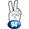 salut de motard département 94 (10x4,8cm) - Sticker/autocollant