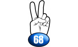 salut de motard département 68 (10x4,8cm) - Sticker/autocollant
