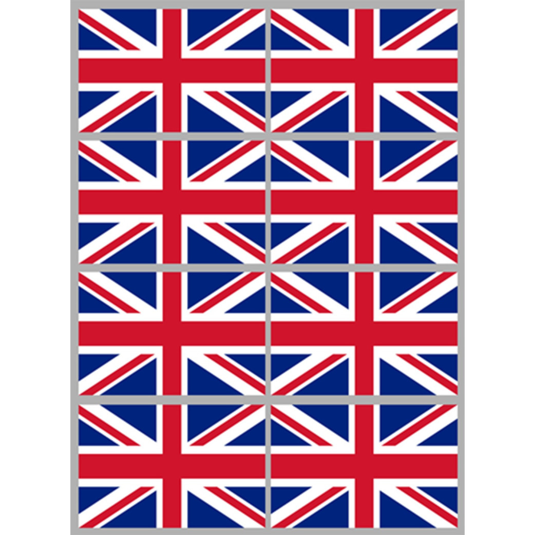 Drapeau Grande Bretagne (8 fois 9.5x6.3 cm) - Sticker/autocollant