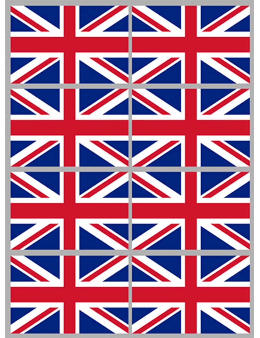 Drapeau Grande Bretagne (8 fois 9.5x6.3 cm) - Sticker/autocollant