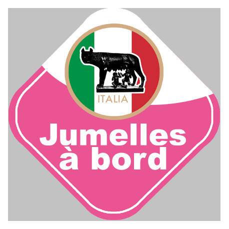 bébé à bord jumelles Italienne - 15cm - Sticker/autocollant