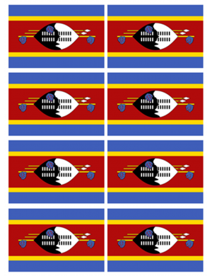 Drapeau Swaziland (8 fois 9.5 x 6.3 cm) - Autocollant/Sticker