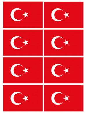 Drapeau Turquie (8 fois 9.5x6.3cm) - Autocollant/Sticker