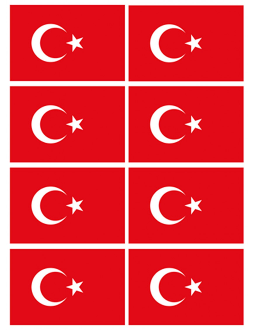 Drapeau Turquie (8 fois 9.5x6.3cm) - Sticker/autocollant