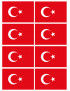 Drapeau Turquie (8 fois 9.5x6.3cm) - Sticker/autocollant