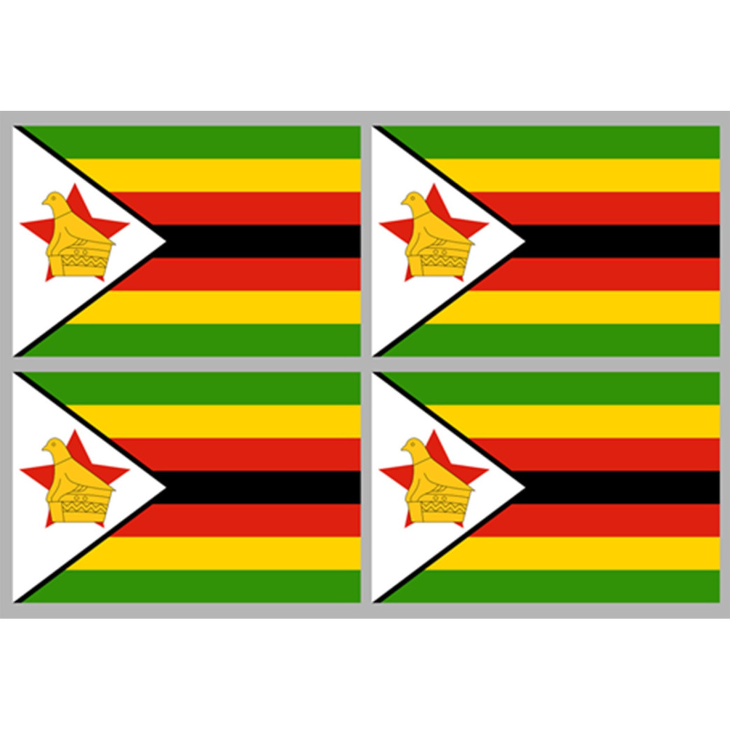 Drapeau Zimbabwe (4 fois9.5x6.3 cm) - Sticker/autocollant