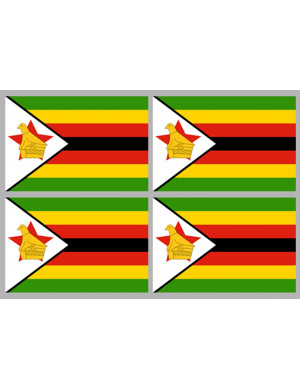 Drapeau Zimbabwe (4 fois9.5x6.3 cm) - Autocollant/Sticker