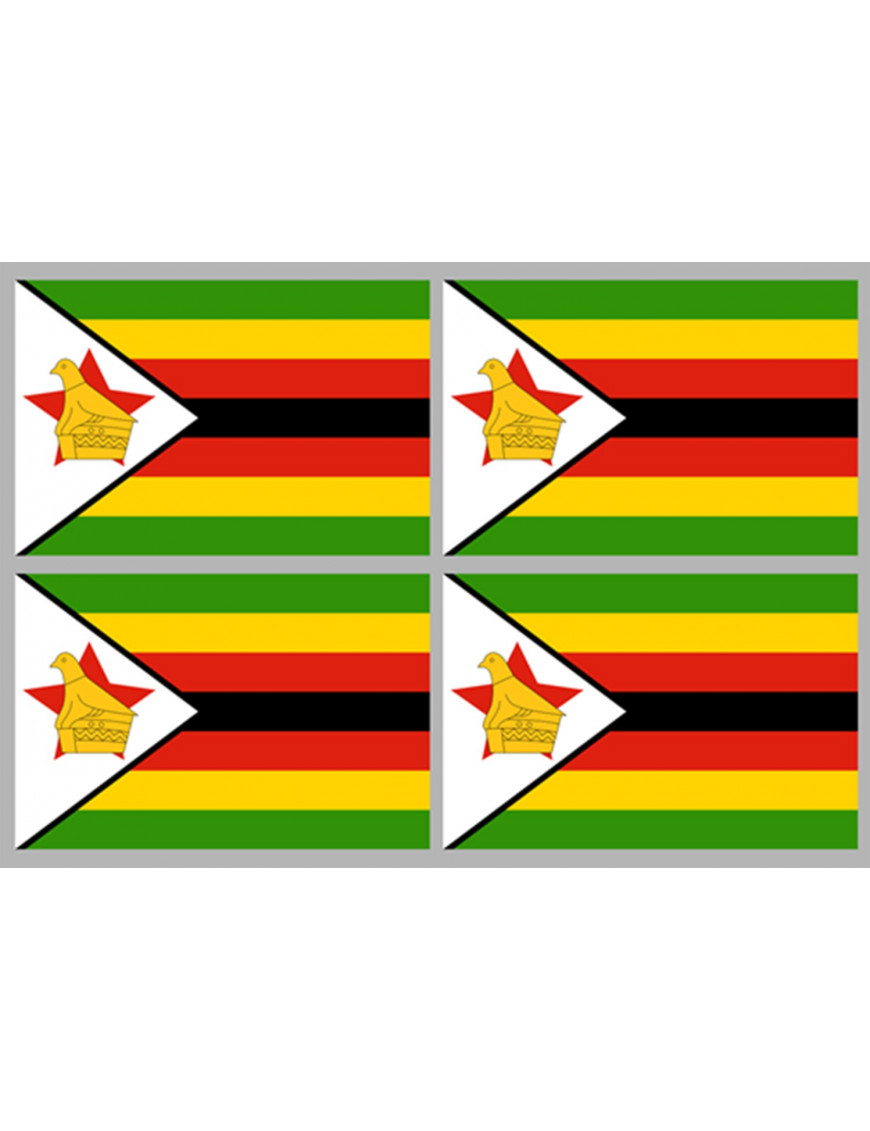 Drapeau Zimbabwe (4 fois9.5x6.3 cm) - Autocollant/Sticker