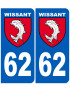 immatriculation 62 Wissant - Sticker/autocollant