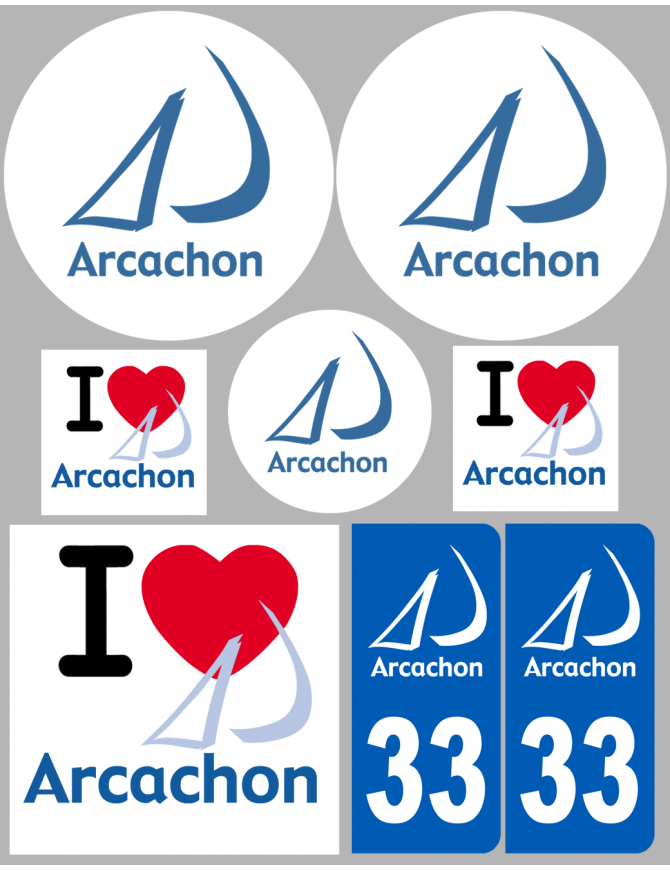 Arcachon 33 (8 autocollants variés) - Sticker/autocollant