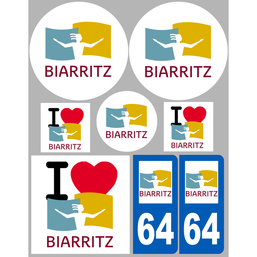 Biarritz - 8 autocollants variés - Sticker/autocollant