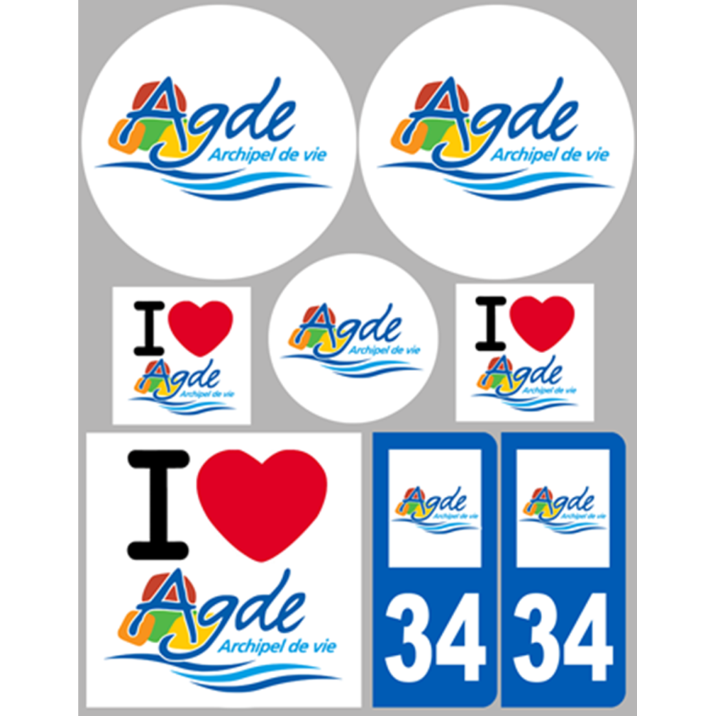 Agde (8 autocollants variés) - Sticker/autocollant