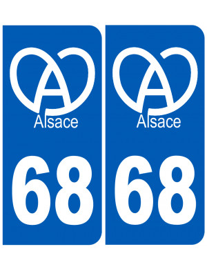 numéro immatriculation 68 (Haut-Rhin) Alsace - Autocollant/sticker