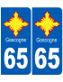 immatriculation Gascogne 65 Hautes-Pyrénées - Sticker/autocollant