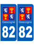 immatriculation Gascogne82 Tarn-et-Garonne - Sticker/autocollant