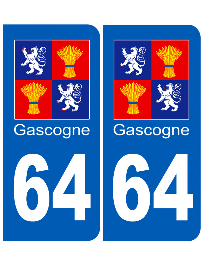 immatriculation Gascogne64 Pyrénées-Atlantiques - Sticker/autocollant