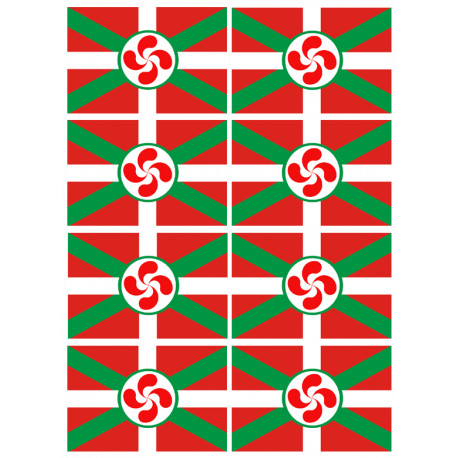 Drapeau Basque Lauburu - 8fois 9.5x6.3cm - Sticker/autocollant Drapeau Basque Lauburu - 8fois 9.5x6.3cm - Sticker/autocollant